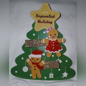 Gingerbread hair clips, Set of two, boy and girl.